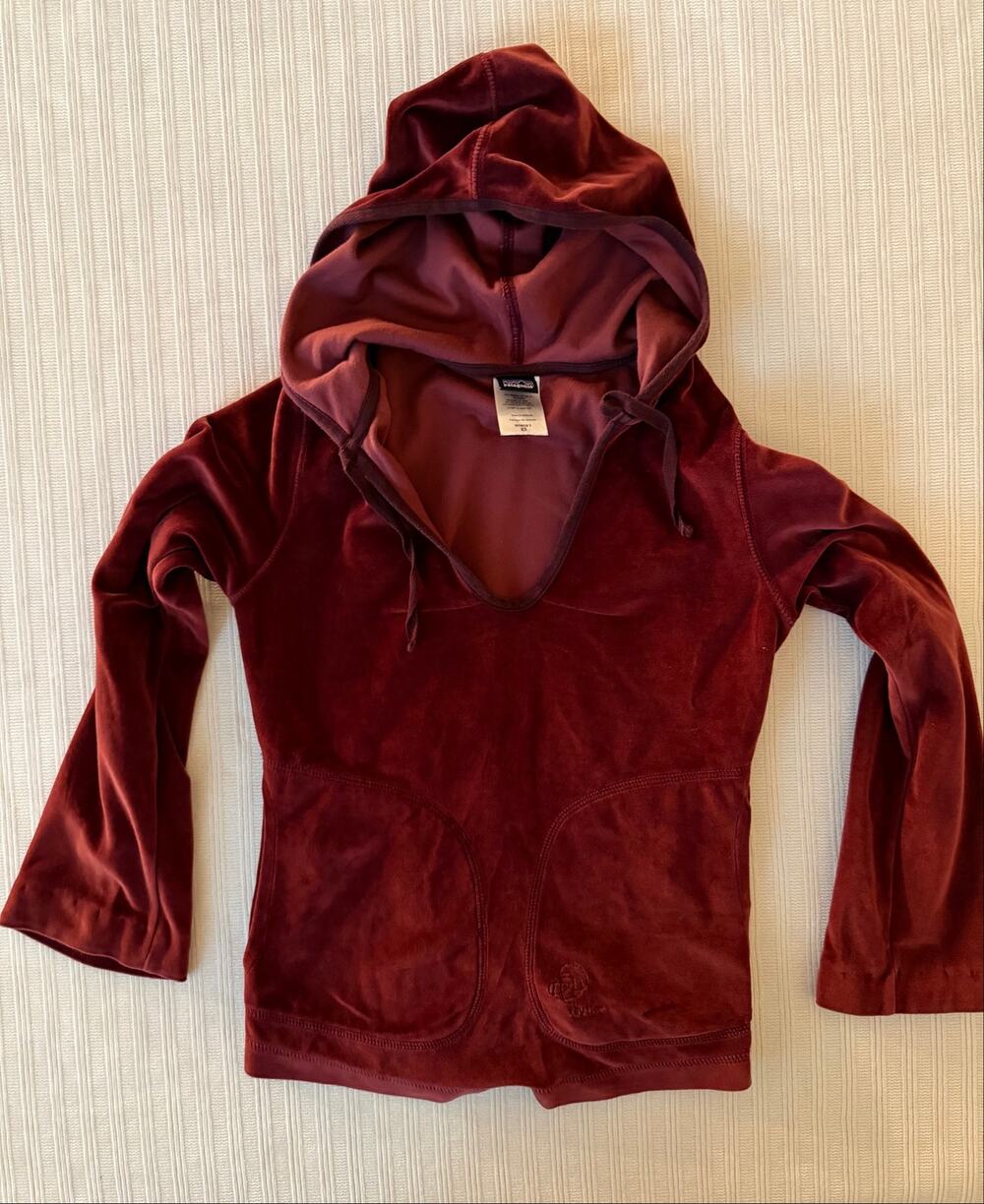 Patagonia Vintage Rhythm Burgundy Organic Cotton Velour Hoodie Size XS